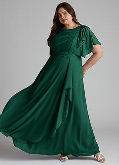 Azazie Aaliyah Modest Bridesmaid Dresses A-Line Scoop Pleated Chiffon Floor-Length Dress image8