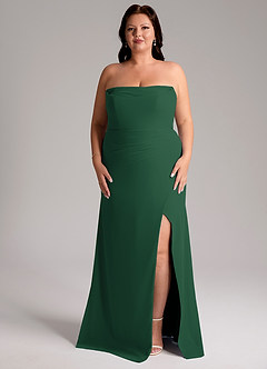 Azazie Leonis Bridesmaid Dresses Dark Green Sheath Strapless Chiffon Convertible Dress image11