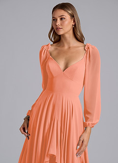 Azazie Karan Bridesmaid Dresses Sunset A-Line Long Sleeve Chiffon Dress image6