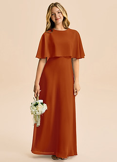 Azazie Maris Junior Robe Trapèze en Mousseline de soie Paprika image5