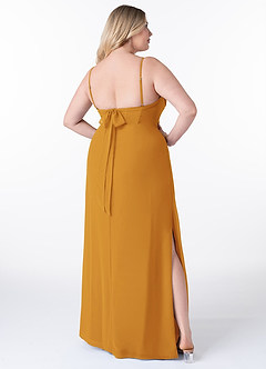 Azazie Mai Bridesmaid Dresses Butterscotch Sheath Pleated Chiffon Dress image9