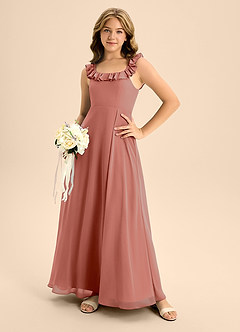 Azazie Callie Junior Auburn A-Line Ruched Chiffon Dress image6