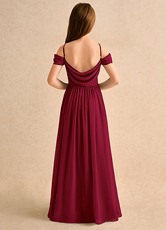 Azazie Shia Girls Formal Flower Girl Dresses Burgundy A-Line Off the Shoulder Chiffon Dress image1