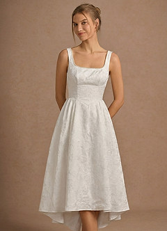 Carlotta White Jacquard Midi A-line Graduation Dress image4