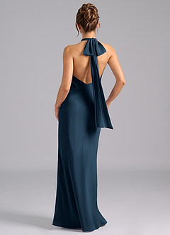 Azazie Velli Bridesmaid Dresses Dark Navy Mermaid High Neck Chiffon Dress image2