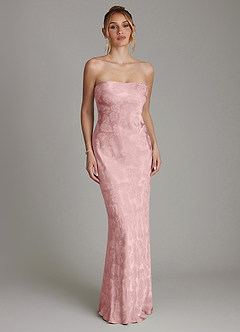 Azazie Viv Bridesmaid Dresses Rose Jacquard Sheath Strapless Jacquard Dress image3