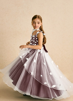 Azazie Darlina vestidos de niña de las flores Vestido de Marfil Sangria de Tul de Princesa con Encaje image3