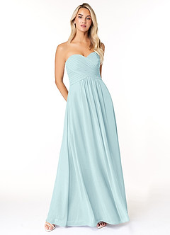Azazie Yazmin Bridesmaid Dresses Sea Glass A-Line Sweetheart Neckline Chiffon Convertible Dress image1