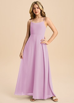 Azazie Shale Junior Robe Trapèze en Mousseline de soie Arc Rose Bonbon image3