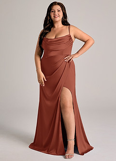 Azazie Johana Bridesmaid Dresses Auburn Mermaid Off the Shoulder Stretch Satin Convertible Dress image12