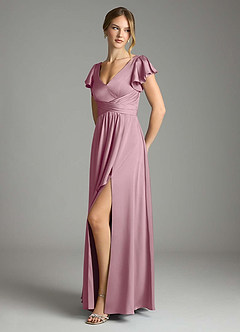 Azazie Omari Bridesmaid Dresses Vintage Mauve A-Line Stretch Satin Dress image4