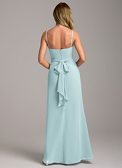 Azazie Tahlia Robes de demoiselle d'honneur Robe Trapèze en Mousseline de soie avec ceinture Brume image6