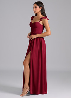 Azazie Denisse Prova klänningar hemma Klänning av A-Linje i Chiffong Ruched Bourgogne image3