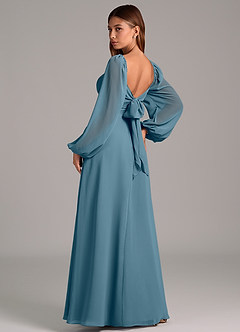 Azazie Annistyn Robes de demoiselle d'honneur Robe Trapèze en Mousseline de soie Manche longue Bermude image2