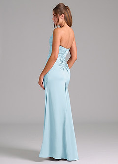 Azazie Lucille Robes de demoiselle d'honneur Robe Sirène Convertible en Satin extensible Sans bretelle Bleu Ciel image4