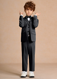 Oliver Charcoal Boys 5-Piece Suit With Bow Tie