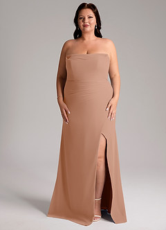 Azazie Leonis Abiti da Damigella Abito Convertibile Tubino in Chiffon Senza Cinturino Champagne Rosa image11