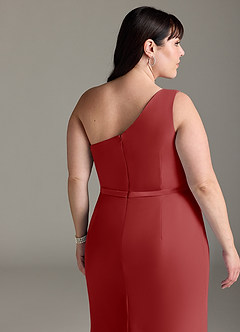 Azazie Liza Bridesmaid Dresses Rust Mermaid One Shoulder Chiffon Dress image11