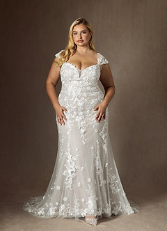 Azazie Salina Abiti da Sposa Abito Sirena in Tulle con Scollo a Cuore e Paillettes Bianco Diamante image9