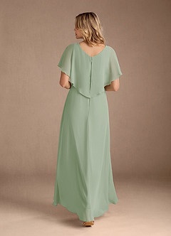 Azazie Eliza Mother of the Bride Dresses Dusty Sage A-Line V-Neck Pleated Chiffon Dress image9