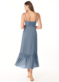 Azazie Justina At-home Try On Dresses Rust A-Line Sweetheart Neckline Chiffon Dress image2
