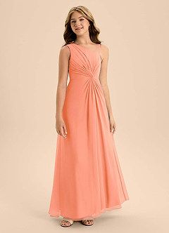 Azazie Brooke Junior Klä av A-Line i Chiffong Sidoslits image5