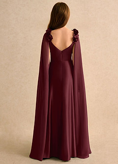 Azazie Rosita Girls Formal Flower Girl Dresses Cabernet A-Line Pleated Stretch Satin Dress image2