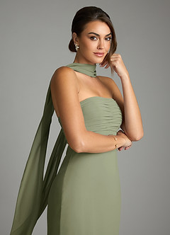 Azazie Saylor Bridesmaid Dresses Pistachio Mermaid Strapless Chiffon Dress image2