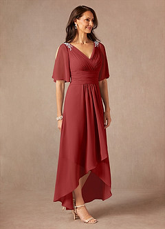Azazie Pascual Mother of the Bride Dresses Rust A-Line Pleated Chiffon Dress image5