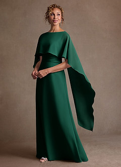 Azazie Marilla Klänningar till brudens mor Klä A-Line i Chiffong Plisserad Smaragdgrön image5