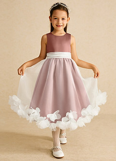 Azazie Stardust Blumenmädchenkleider A-Linie ärmellos Organza Kleid Zedernrose image1