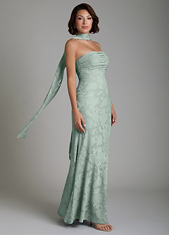 Azazie Saylor Vestidos de damas de honor Vestido Agave de Devorado Floral de Corte Sirena Convertible con Palabra de honor image7