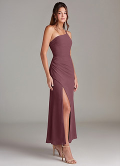 Azazie Eren Jurken voor bruidsmeisjes Jurk van Chiffon met Zeemeermin One-shoulder Sangria image4