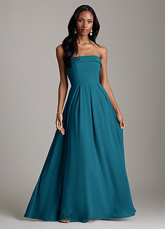 Azazie Lucienne Bridesmaid Dresses Ink Blue A-Line Strapless Chiffon Convertible Dress image1