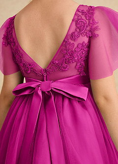Azazie Queenie Flower Girl Dresses Fuchsia A-Line Lace Dress image6