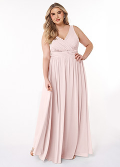Azazie Kora Bridesmaid Dresses Blushing Pink A-Line Pleated Chiffon Dress image7