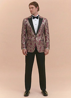 front Joseph Cabernet Formal Jacquard Peak Lapel Tuxedo Jacket