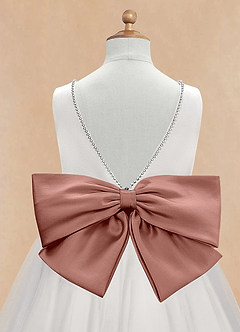 Azazie Seline Flower Girl Dresses Ivory Cedar Rose A-Line Bow Tulle Dress image9