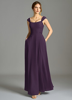 Azazie Oasis Bridesmaid Dresses Plum A-Line with Pockets Chiffon Dress image6