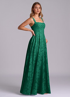 Azazie Shaude Bridesmaid Dresses Emerald A-Line Pleated Floral Burnout Dress image7