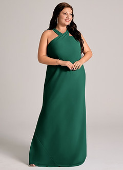 Azazie Doretta Robes de demoiselle d'honneur Robe Sirène en Mousseline de soie Plissée émeraude image10