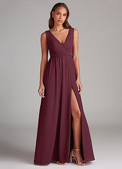 Azazie Tanicia Brautjungfernkleider A-Linie Plissee Chiffon Kleid Cabernetrot image4