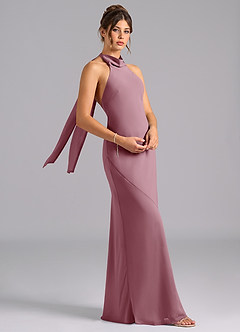 Azazie Velli Bridesmaid Dresses Vintage Mauve Mermaid Bow Chiffon Dress image3