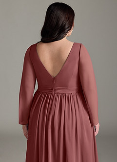 Azazie Teton Brautjungfernkleider für Schwangere A-Linie Langarm Chiffon Bodenlänge Kleid image13