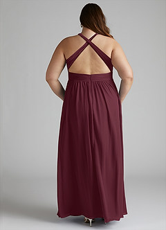 Azazie Ashia Brautjungfernkleider A-Linie Plissee Chiffon Kleid Cabernetrot image11