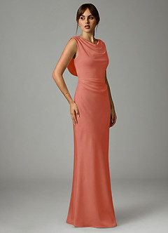 Azazie Kieryn Brudepigekjoler Havfrue Plisseret Stræk satin Gulv-længde Kjole image4