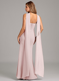 Azazie Kinsley Bridesmaid Dresses Blushing Pink Mermaid Pleated Chiffon Dress image2