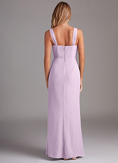Azazie Denice Bridesmaid Dresses Frosted Lilac Sheath Pleated Chiffon Dress image2