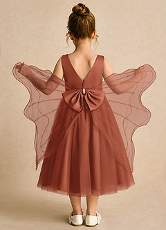 Azazie Pear Flower Girl Dresses Auburn Ball-Gown Bow Tulle Dress image1