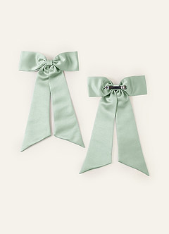 front Juego de pinzas para el cabello con lazo de satén elástico de color a juego